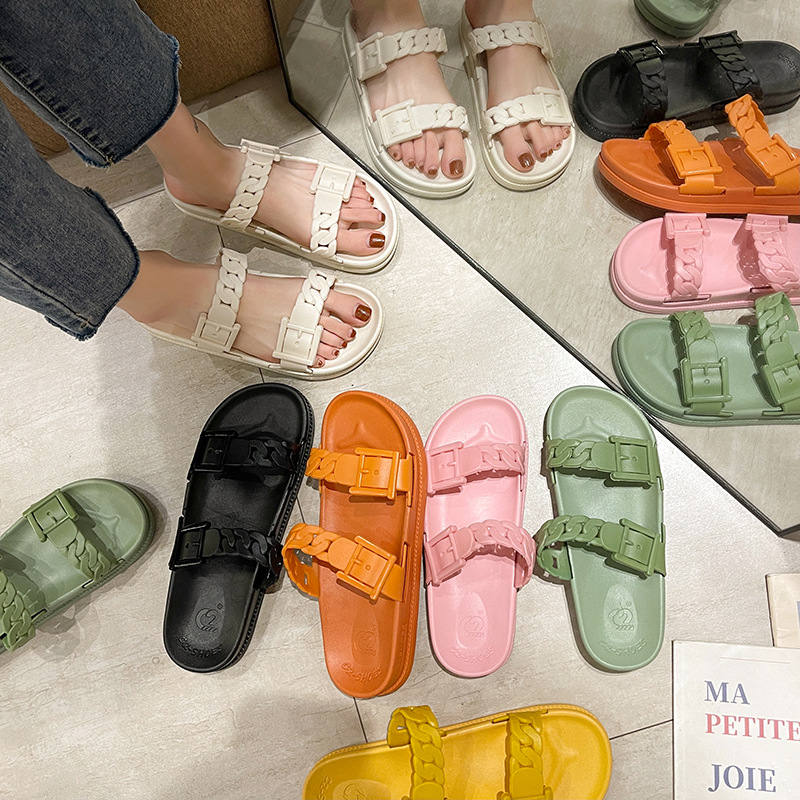 凉鞋女夏学生时尚ins潮仙女运动风休闲个性防滑平底沙滩鞋室内外|ru