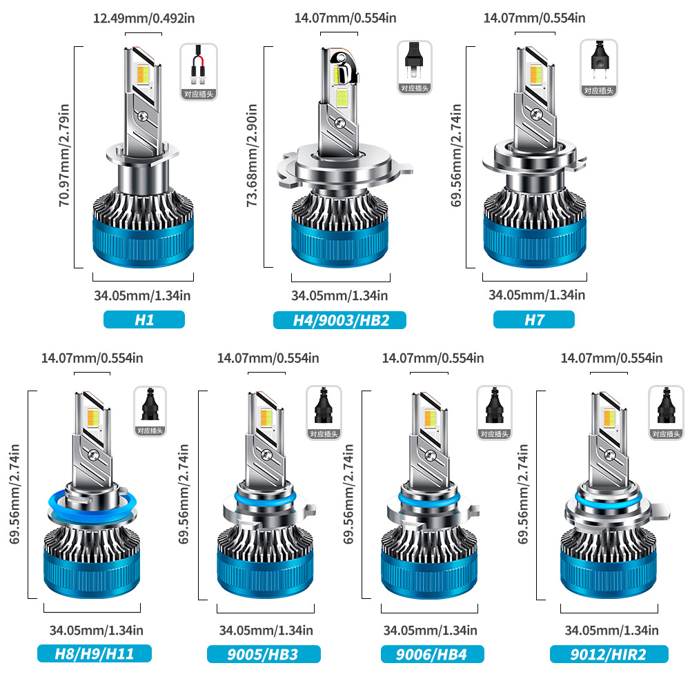 Nuevos tres colores transfronterizos de automóviles led faro de alta y baja luz H4H11H79005 fábrica de modificación de automóviles venta directa