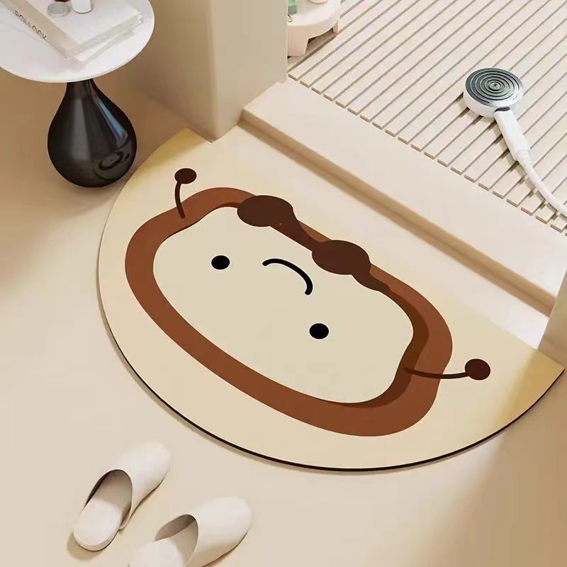 Semi-circular Diatomaceous Earth Bathroom Mat Quick-dry Non-slip_voghion.com