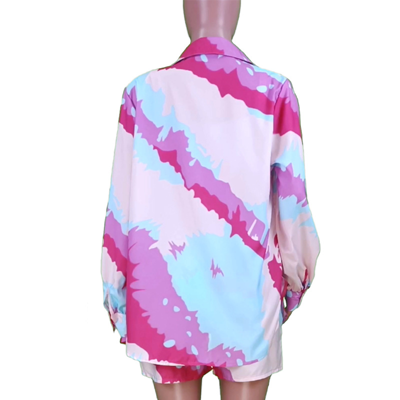 Women Clothes Spring Summer Casual Color Tie-Dye Printed Three-Piece Set