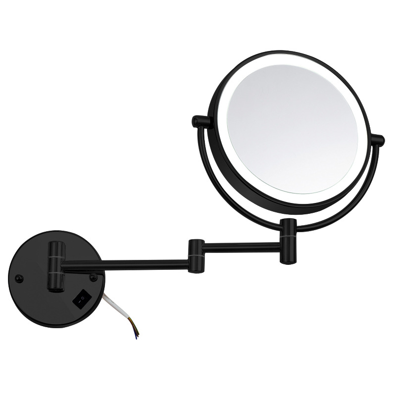 [Personalizado] Espejo de maquillaje montado en la pared de 8 pulgadas Espejo de baño de hotel oculto Espejo plegable telescópico led con luz