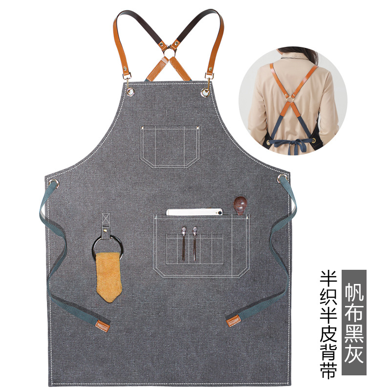 Semi-tejido medio anillo de cuero negro y gris