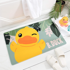 Cartoon little yellow duck bathroom floor mat absorbent non-slip mat home bathroom Falay velvet foot mat toilet door mat