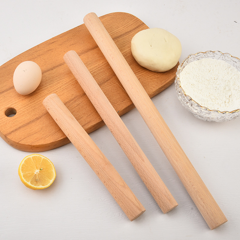 Suministro directo de fábrica de palos redondos de madera maciza, palos redondos de haya, palos redondos de madera, cocina casera, rodillo de piel de bola de masa