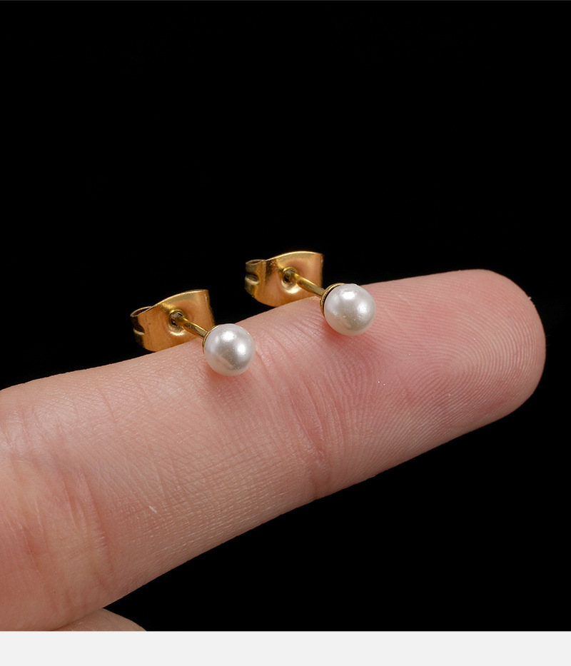 Geometric Pearl Gold Butterfly Ear Studs 316L Surgical Steel Fashion Earrings detail image 7