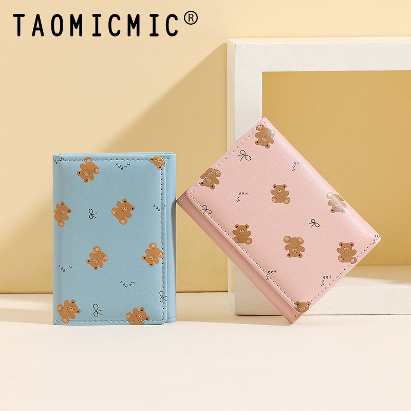 Winter New Small 70% off Bear Women's Wallet Foreign Trade High-End Short Cardholder Cartoon Wallet Purse