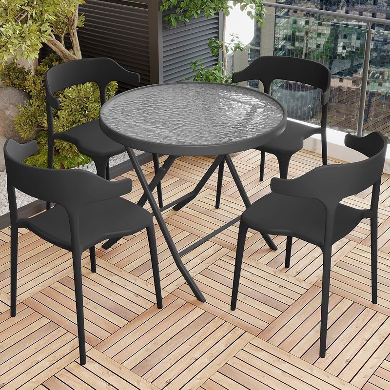 70cm 물잔물결 접이식 테이블 + 의자 4개