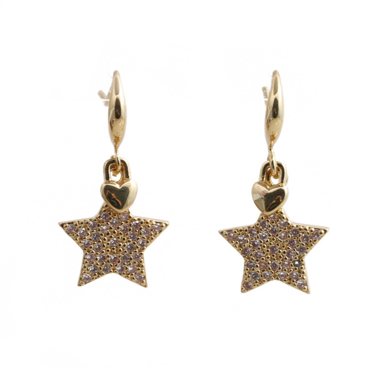 Pendientes De Botón De Circonita Estrella Simple De Moda display picture 9