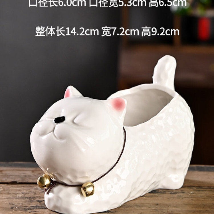 White Kitten Creative Animal Succulent Flower Pot Ceramic Home-Use Breathable Terracotta Coarse Pottery Pot Special Clearance Sale White Kitten Creative Animal Succulent Flower Pot Ceramic Home-Use Breathable Terracotta Coarse Pottery Pot Special Clearance Sale