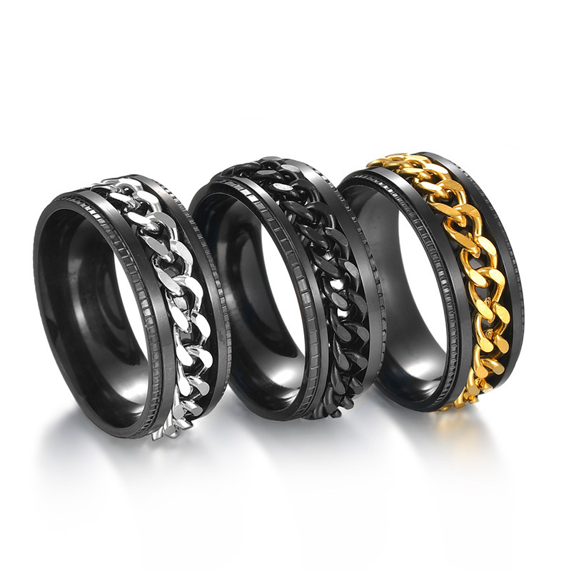 9g Weight Simple Style Solid Color Chains Print 304 Stainless Steel Men's Rings