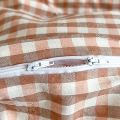 Japanese-style spring and autumn checkered bare sleep four-piece set student dormitory three-piece set washable cotton quilt cover bedding bed skirt