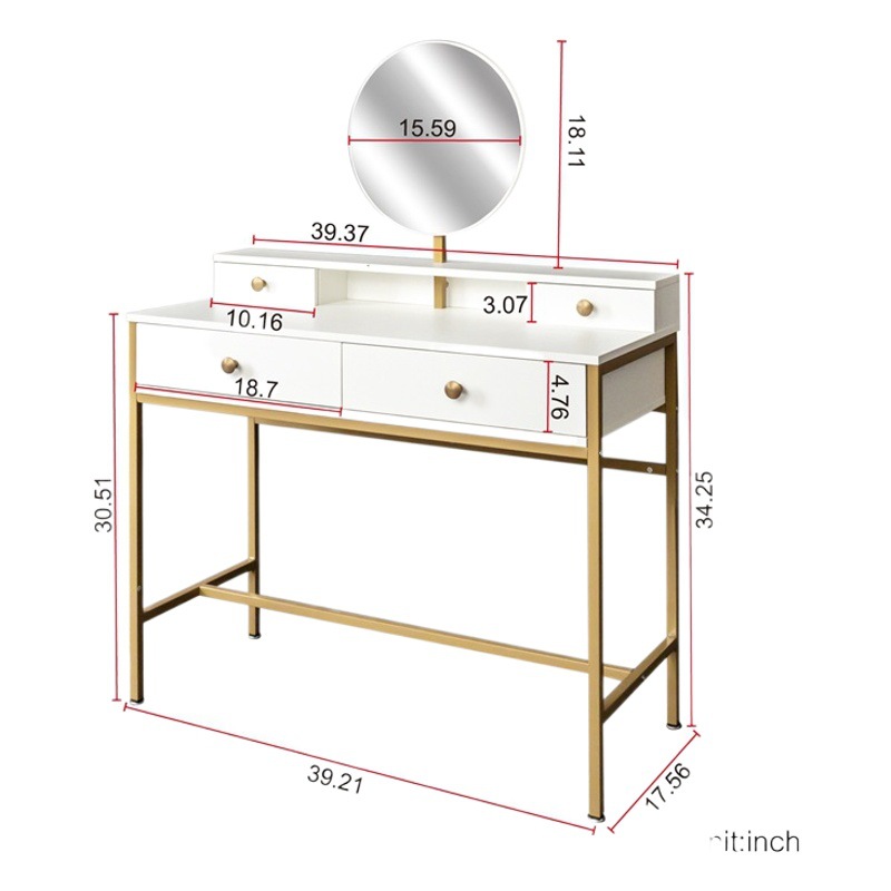 Luz de lujo tocador dormitorio moderno simple mesa de maquillaje pequeño ins estilo nuevo pequeño apartamento pequeño tocador con espejo
