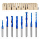 1/4 shank straight cutter composite integral alloy plating blue slotting cutter upper and lower rotary trimming cutter carbide woodworking milling
