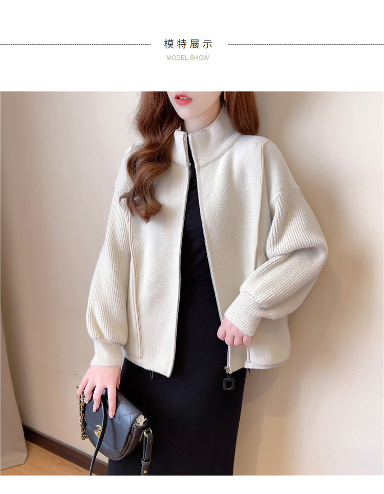 Faux double-sided woolen knitted jacket for women, 2023 autumn new style zipper baseball jacket, short, loose, thick and large cardigan pic 21