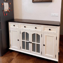 轻奢美式全实木餐边柜白色现代简约储物柜家用客厅靠墙厨房碗柜