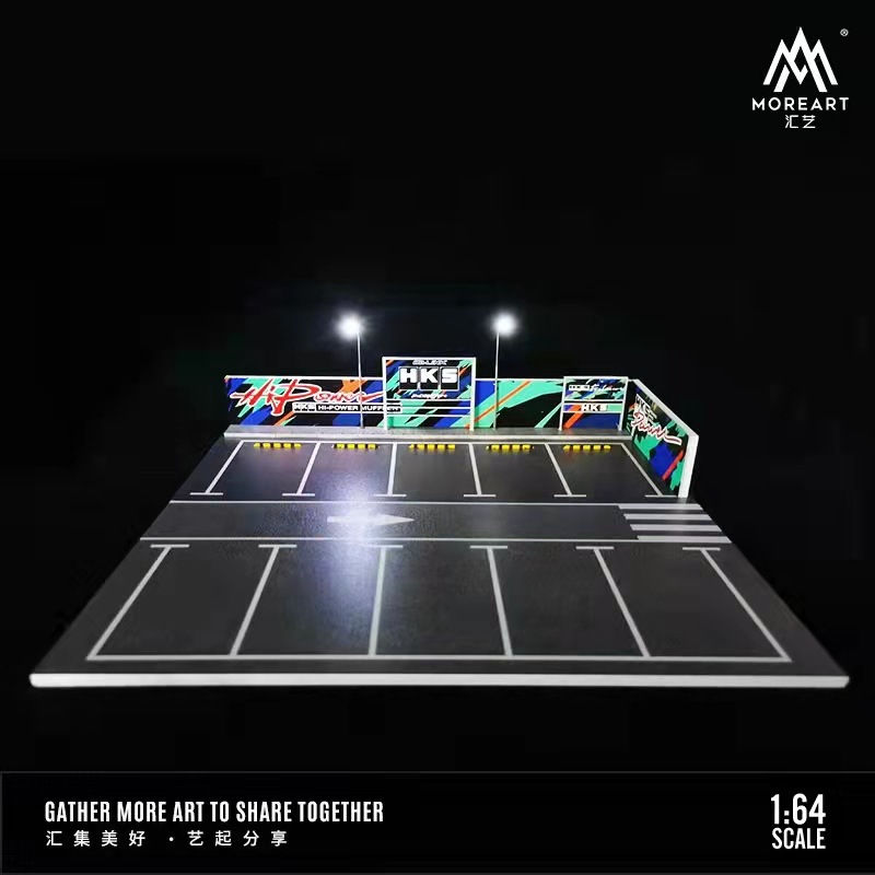 Estacionamiento modelo escena 1:64 simulación de aleación modelo de coche de juguete de almacenamiento de coches pantalla de luz decoración regalo