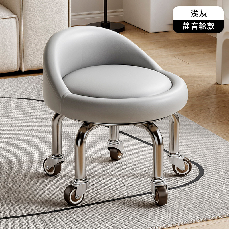 Rueda universal taburete pequeño polea doméstica taburete redondo pedicura banquete baños bajos banquetes para bebés banquetes de cambio de zapatos silenciosos multifuncionales