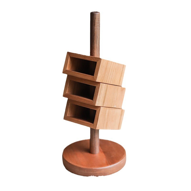 Nuevo titular de la pluma de madera oblicua insertar Escritorio de oficina papelería caja de almacenamiento de madera maciza multi-capa de maquillaje cepillo de almacenamiento de rack titular de la pluma