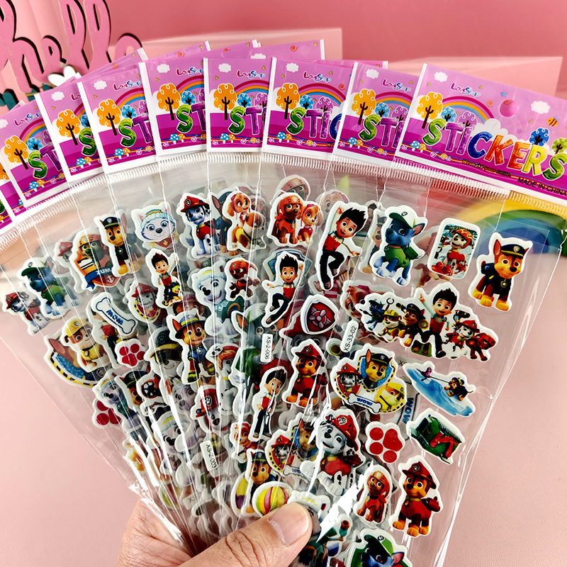 Pegatinas de burbujas de dibujos animados para niños Sanrio Kapibala Ice Animal Dinosaur Cars 3D Pegatinas estéreo