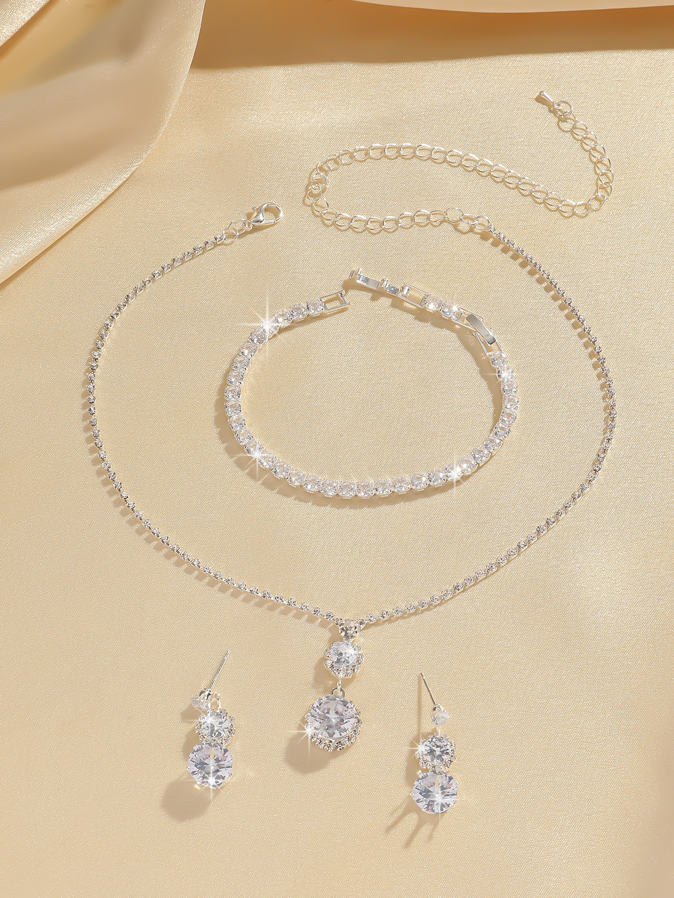 Strass bruidssieraden set ketting oorbellen armband_voghion.com