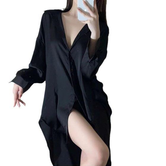 Ice Silk Nightdress Women's Summer plus size Internet Red Style Silk Shirt Sweet Pajamas Summer 2024 New