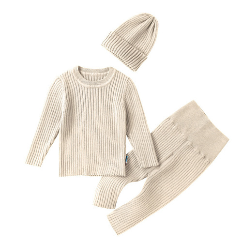 Baby Knit Sweater Set of 3, Baby Sweater Warm Set, Base Layer for Infants, Knit Pants, Autumn and Winter Style