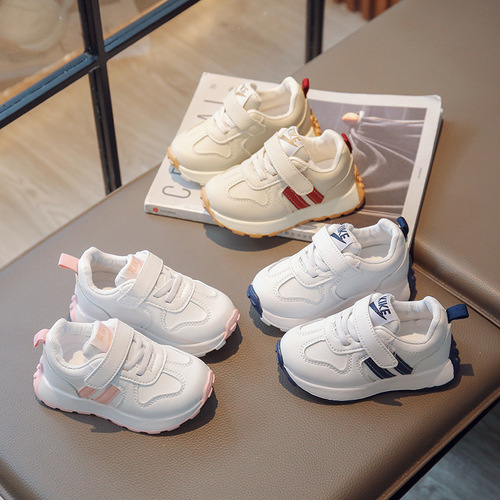 Children's sneakers 2024 spring and autumn children's two-stripe sneakers breathable 1-6 years old soft-soled sneakers for boys and girls