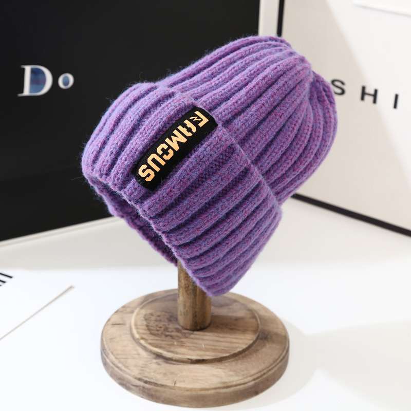 女性用冬用帽子、韓国版、多用途でファッショナブルなロングラベルウール帽子、冬用インターネットセレブ暖かい耳保護包頭ニット帽|undefined