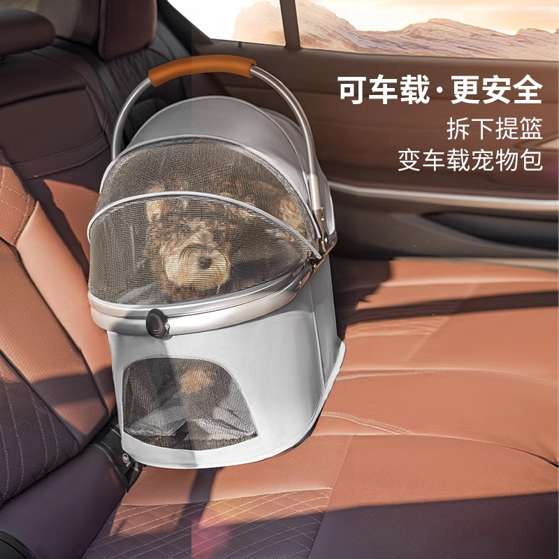 Carrito Plegable para Mascotas de Metal, Desmontable y Ligero para Paseo