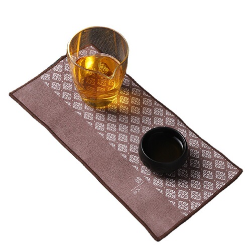 Double-sided velvet Chinese-style traditional painting, thickened Zen-inspired water-absorbent Japanese tea mat, tablecloth, pot-cleaning and dry-pouring tea towel, tea ceremony accessory