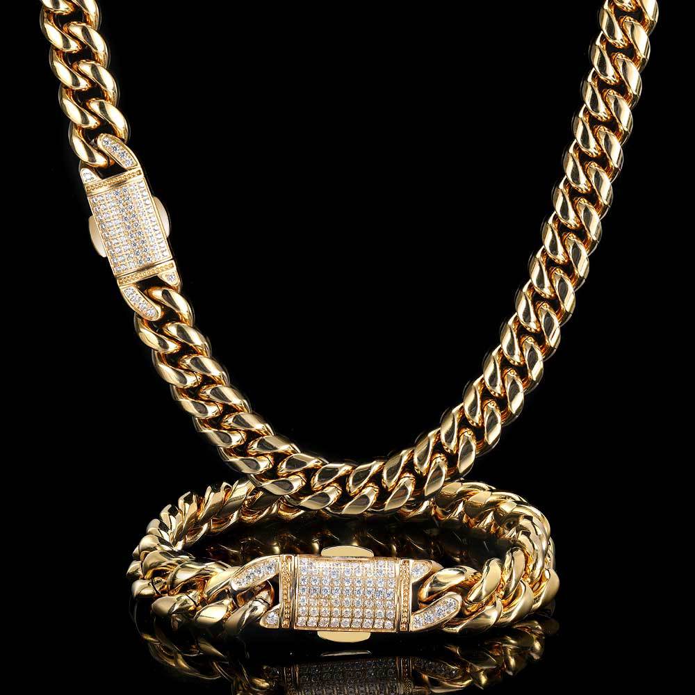 Stainless Steel Material Solid Color Pattern 1 Piece Hip-hop Solid Color Stainless Steel Bracelets Necklace
