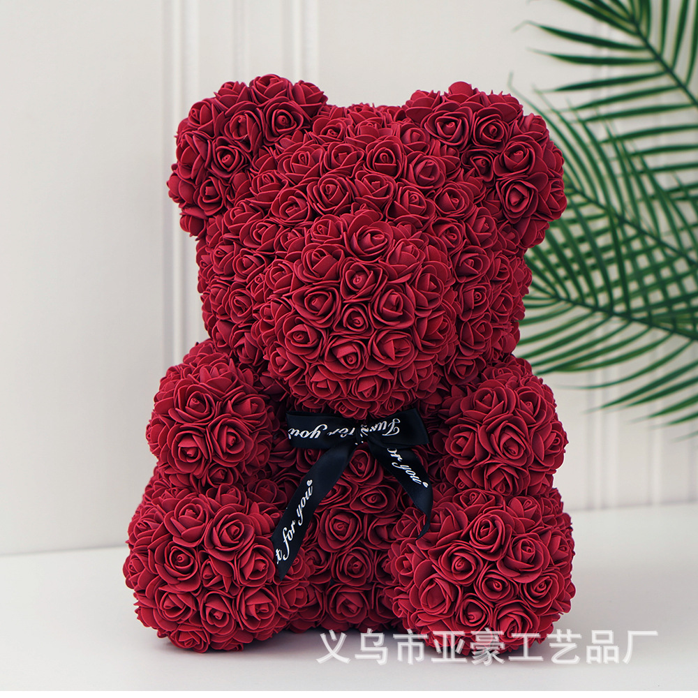 Día de San Valentín regalo Rosa oso ramo de Navidad eterna flor Rosa oso caja de regalo ramo corazón abrazando regalo de cumpleaños