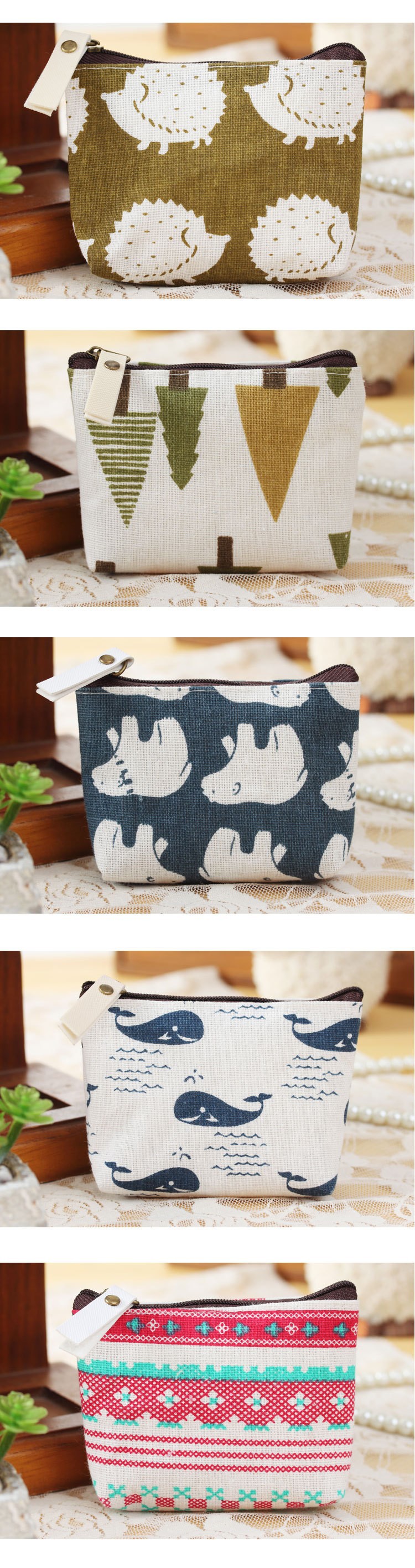 Women's Animal Cotton Zipper Coin Purses display picture 2