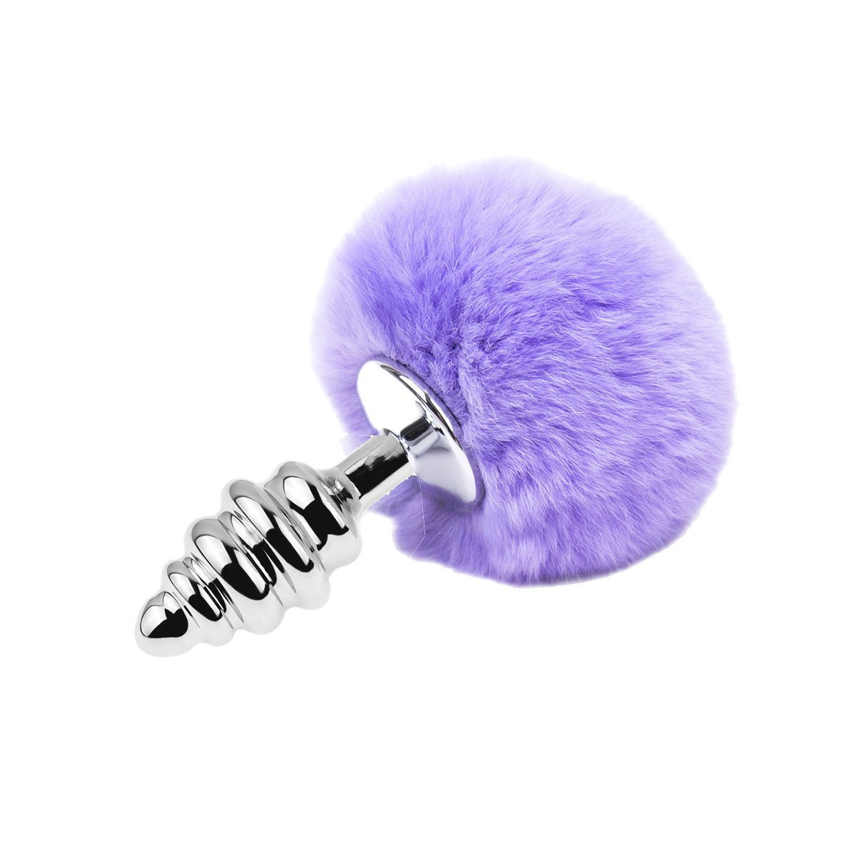 Threaded Metal Anal Plug with Faux Rabbit Fur Tail, Red — detail image 14