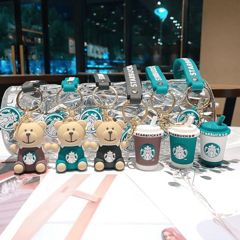 Starbucks milk tea cup key chain cartoon stereo doll car key chain pendant doll machine small gift wholesale Starbucks milk tea cup key chain cartoon stereo doll car key chain pendant doll machine small gift wholesale
