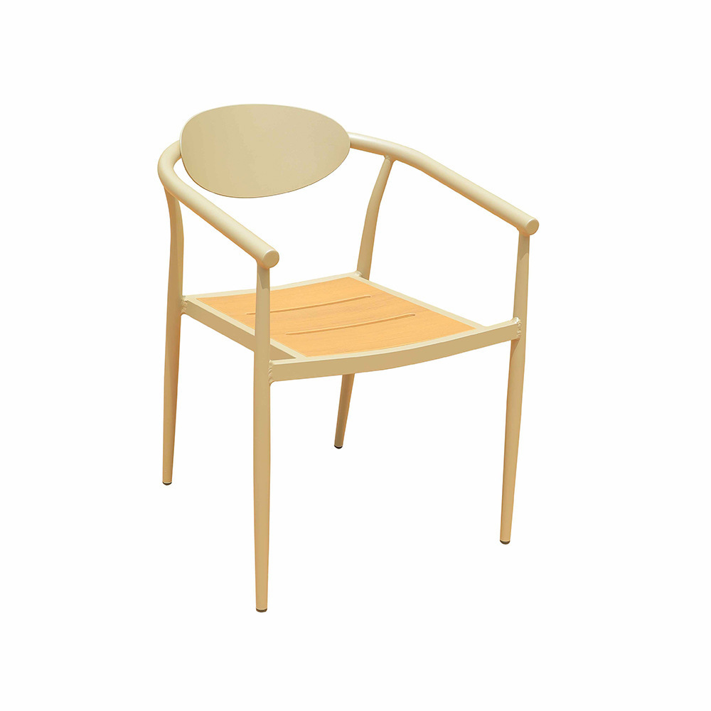 Silla de madera plástica de aluminio de espalda redonda 2