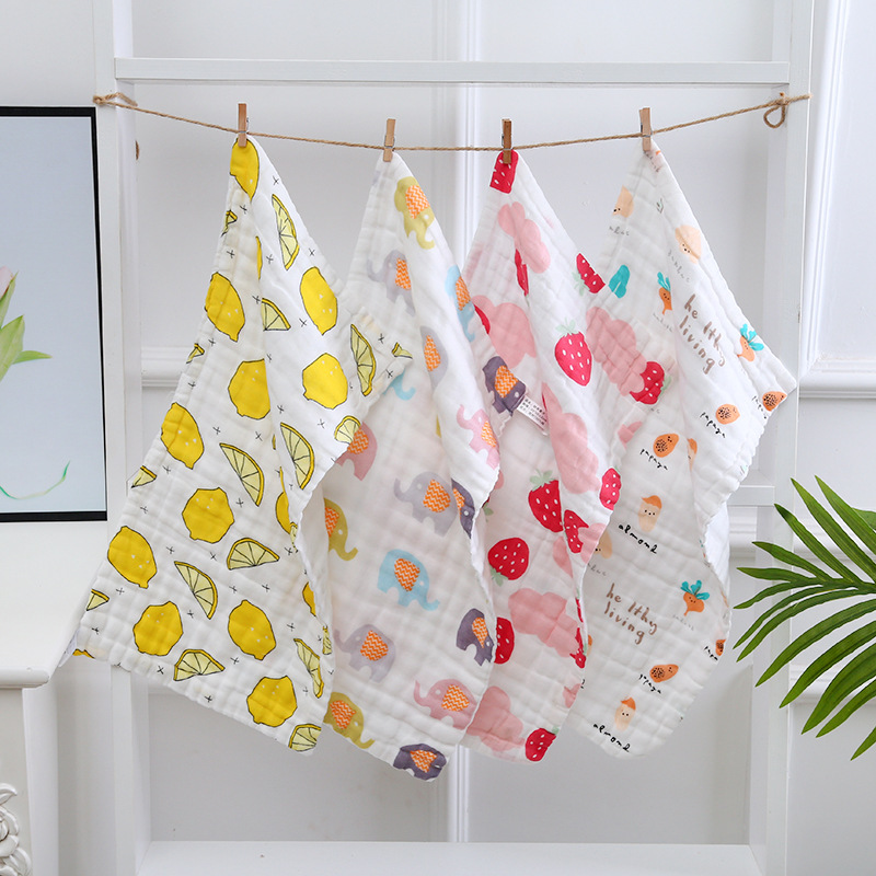 Pure Cotton High Density 6 6 layers 25*50 wash cotton gauze small towel soft square baby children's face towel children's towel