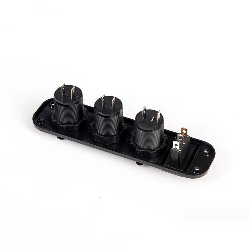 Cross-Border Car Charger with Switch, New 4-Port Panel Female Socket, Dual USB Phone Charging Dock, USB Charging Plug