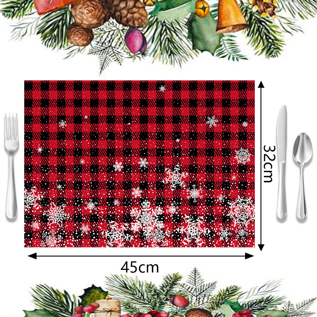 Weihnachtstischsets Leinen Mahlzeit Western Restaurant Isoliermatte Küchendekoration Tischset_voghion.com