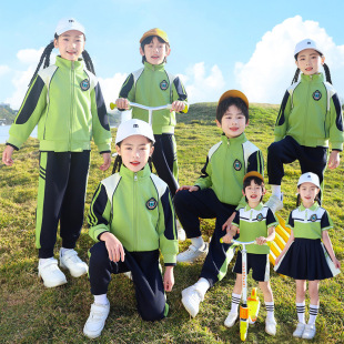 School Uniform suit Primary School Summer Clothes British Children Green Spring and Autumn Sports Style Class Clothes Kindergarten Garden Clothes Three-piece Set