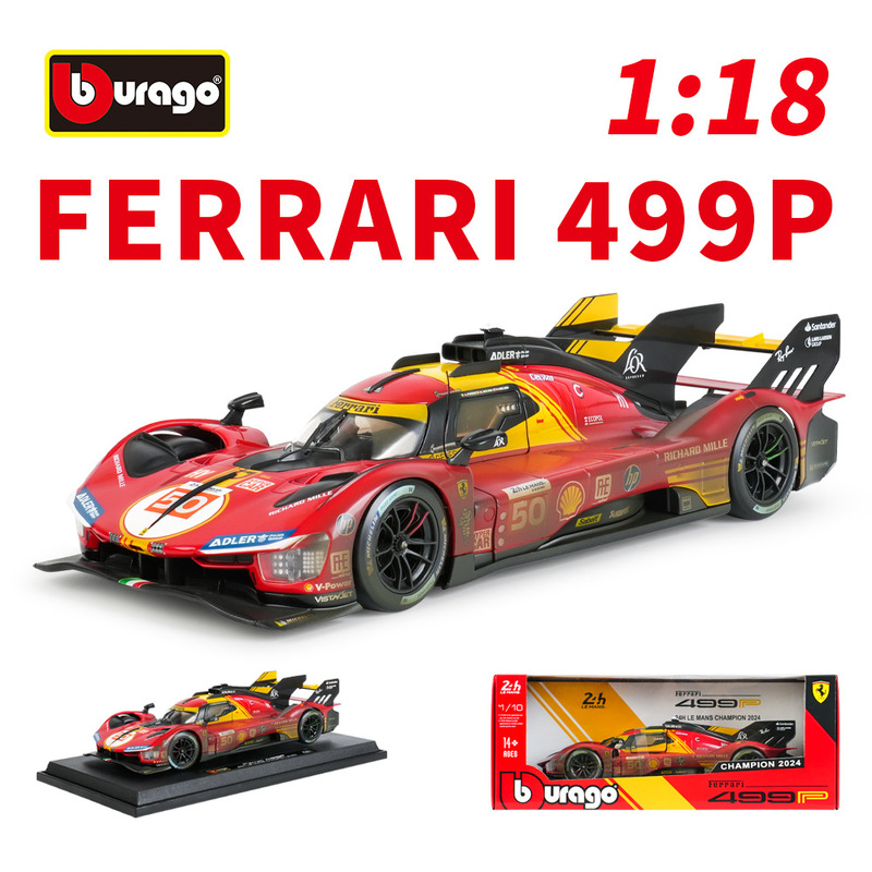 1:18 Scale Ferrari 499P Vintage Dirty Version 2024 Le Mans 24-Hour Endurance Race Realistic Alloy Model 1:18 Scale Ferrari 499P Vintage Dirty Version 2024 Le Mans 24-Hour Endurance Race Realistic Alloy Model
