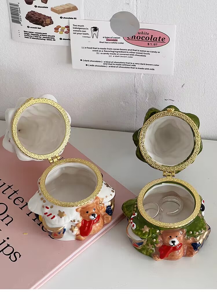 ceramics Material Christmas Cute Christmas Tree Bear Ceramics Party Festival