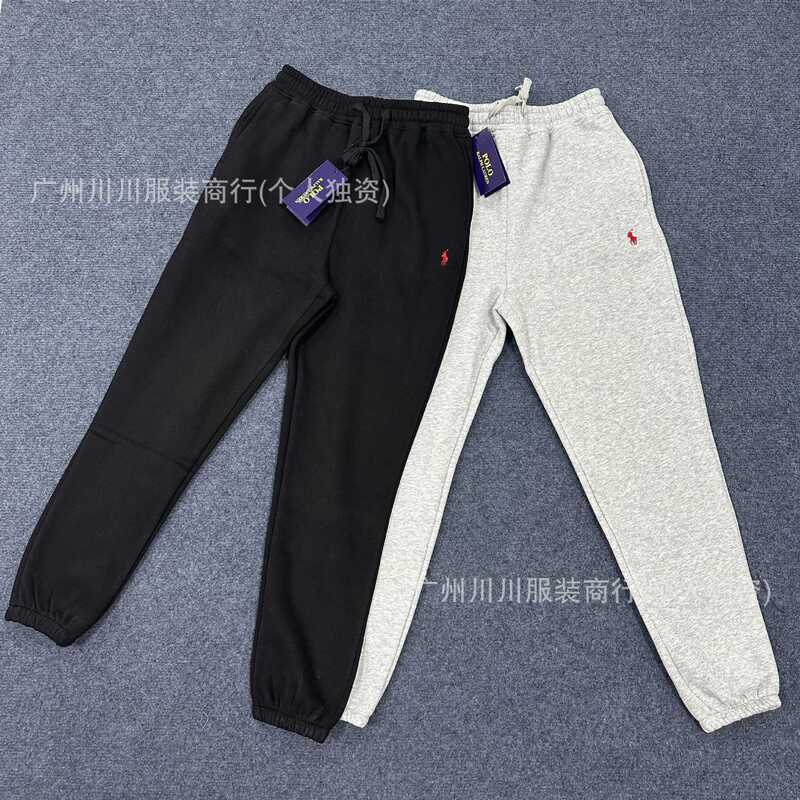 高品質の国境を越えた外国貿易レッグバンドル RL ラフポニー刺繍男性と女性のためのソリッドカラーストレートプラスベルベットスウェットパンツカップル|undefined