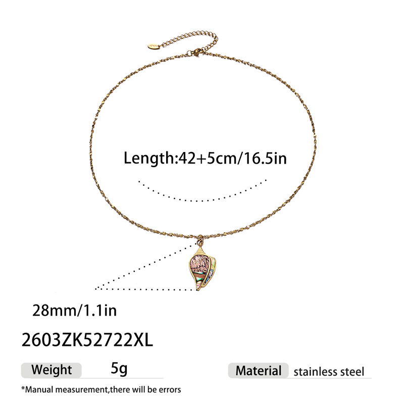 Tina Europa y los Estados Unidos simple collar de colgante de concha de viento no se desvanece 18K oro abulón colgante de concha de collar accesorios al por mayor para mujeres