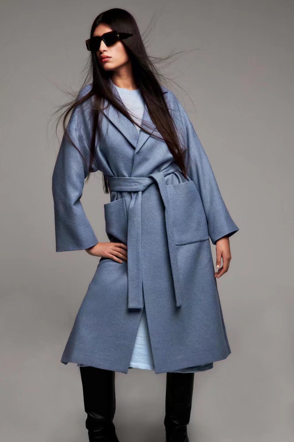 winter long-sleeved lapel belted coat nihaostyles wholesale clothing NSAM92043