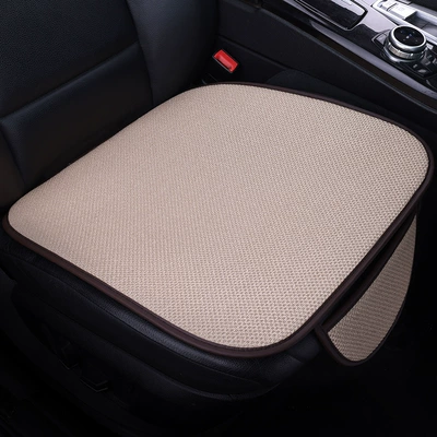 Four Seasons Pad, Seat Cushion Four Seasons - cotton-and-linen-style-beige-front-piece-1-small-pad-suitable-for-all-seasons-with-pocket-leather-edging