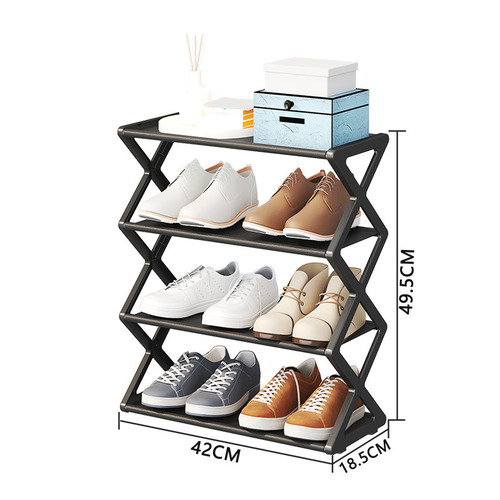 Home Simple X-type Shoe Rack Multifunctional Double-layer Steel Pipe Assembled Shoe Cabinet Student Dormitory Dustproof Storage Shelf