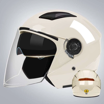 Motosiklet kaskı (dəbilqə) – vehicle helmet - b4-dual-mirror-model-bright-milky-white-high-definition-long-mirror-3c-certified