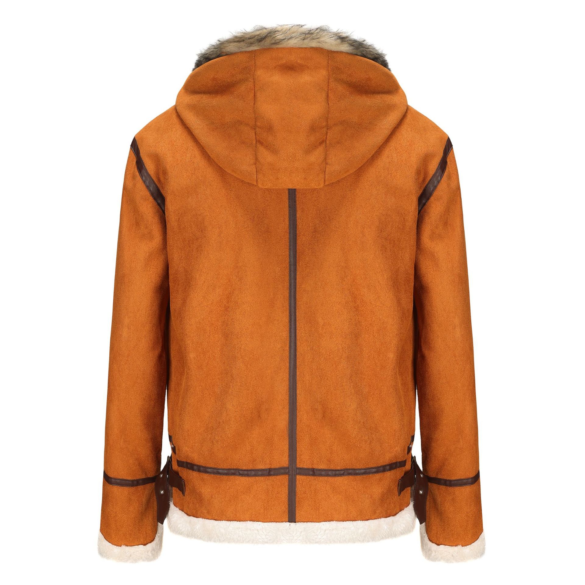 Manteau d'hiver chaud intégré en fourrure de daim, manteau décontracté combiné à fermeture éclair pour hommes_voghion.com