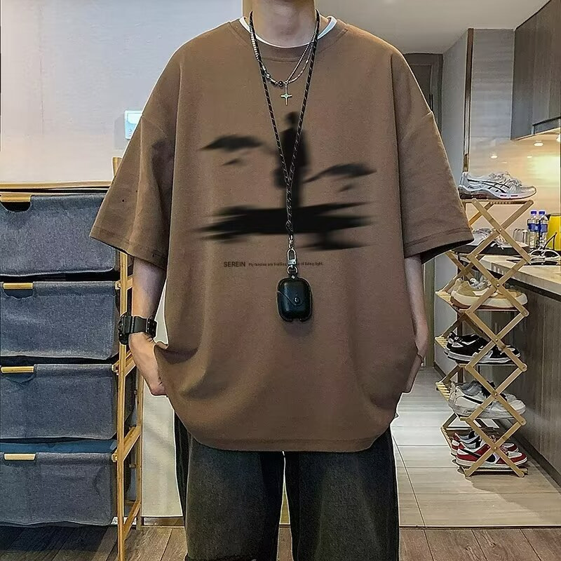 American Style Short-sleeved Vintage T-shirt Men's Summer Ins Popular Brand oversize Loose plus size High Street Top Men's T-shirt